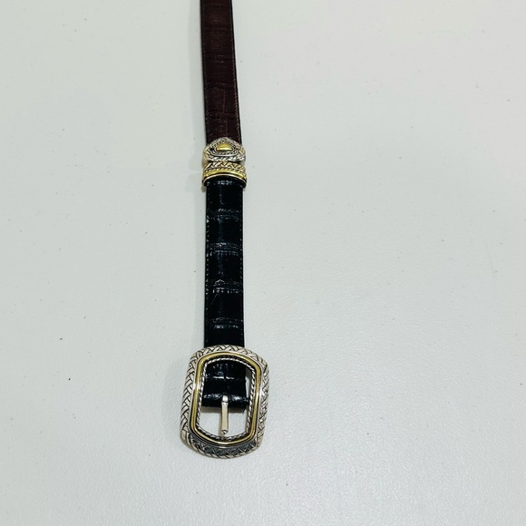 BRIGHTON Marcus Two Tone Reversible Leather Belt Size 30 Brown Black Western - Picture 6 of 12